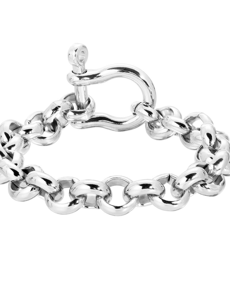 Front of a size 7.5" Harley Bracelet 7.5" Silver in Silver by Eklexic. | dia_product_style_image_id:279394